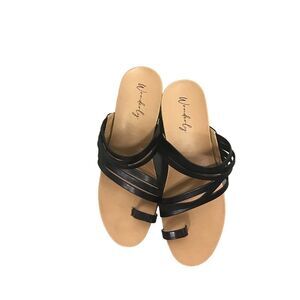 Wonderly Black Libby Wedge Sandal Women's Size 8.5‎